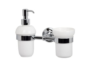 Керамический настенный дозатор мыла / держатель зубной щетки