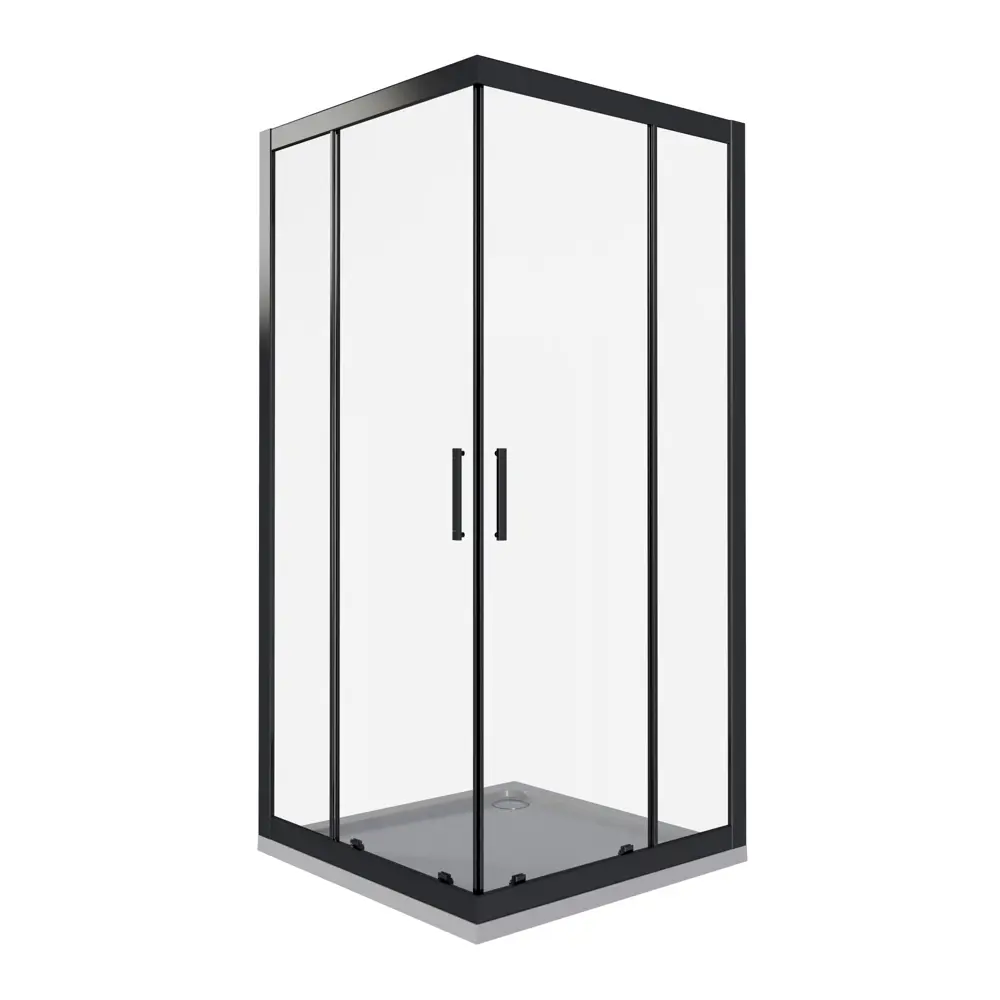 Душевая ширма Makiato квадратная 90x90x190см цвет профиля черный раздвижная стекло 5мм прозрачное Santreyd Makiato New STLM-2087289