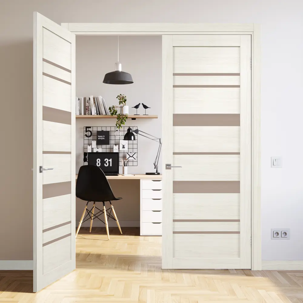 Дверь межкомнатная Нова остекленная ПВХ ламинация цвет ривьера крем 60x200 см (с замком и петлями) 89882906 STLM-2111669 CASAPORTE  - Вид №7