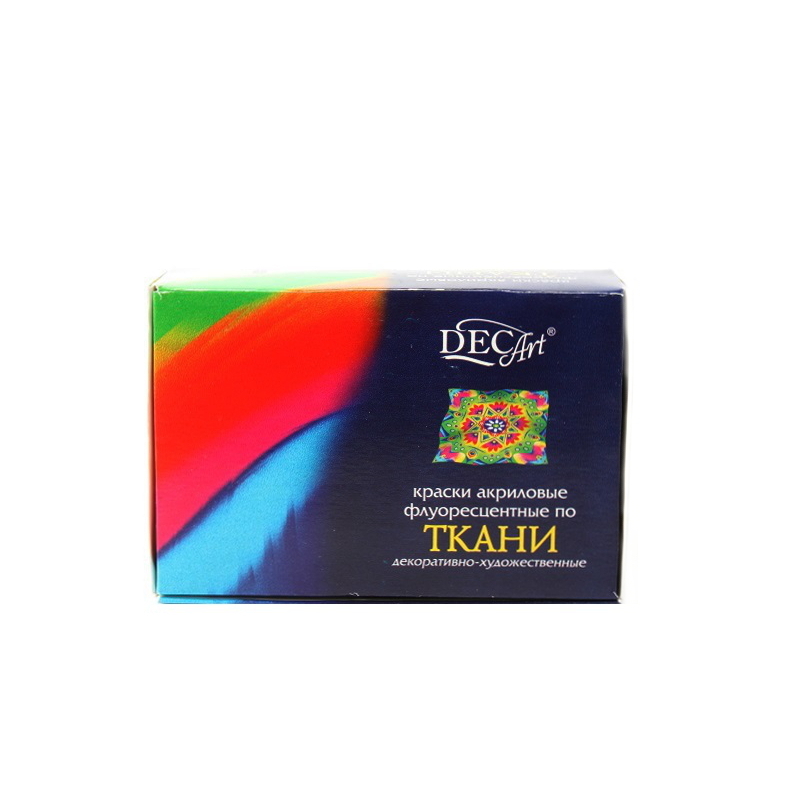28F-6.20-50 набор красок по ткани флуоресцентных 6 цв. 20 мл Decart 