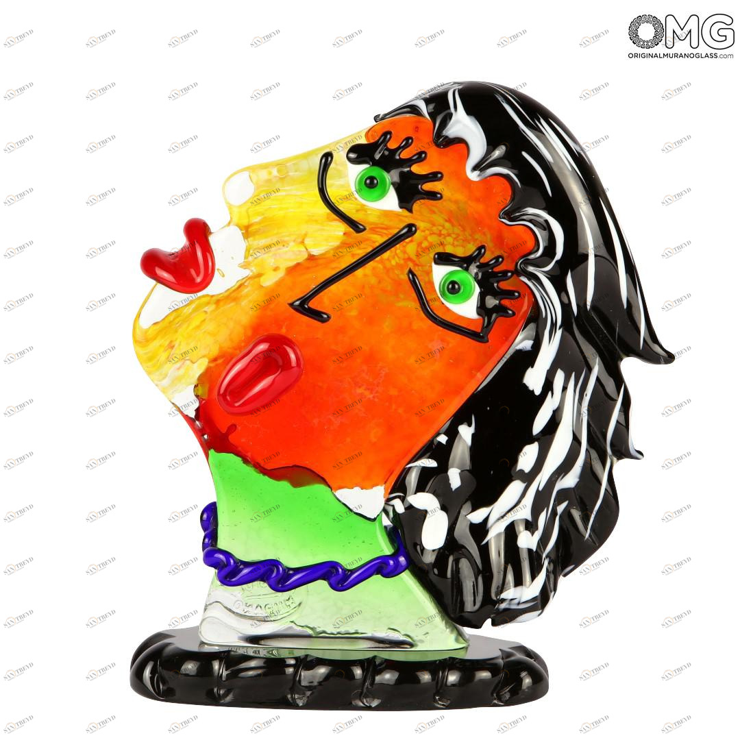 2684 ORIGINALMURANOGLASS Скульптура Голова Женщины - по мотивам Пикассо - Pop Art - Original Murano Glass OMG 20 см 