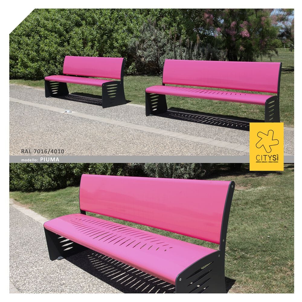 Стальная скамья со спинкой CITYSì перо ARCH-00104598 - Вид №5