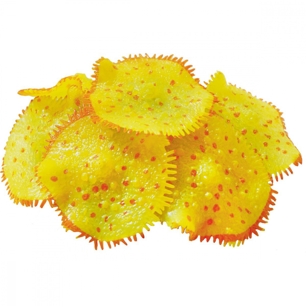 ПР0045067 Декор для аквариумов Коралл Ковровая Актиния светящийся желтый D=10см JELLYFISH 