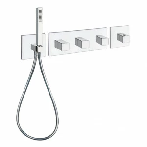 CRIXQ769 Внешние части термостатического смесителя для CRICS719 с ручным душем против известкового налета, гибким шлангом LONG LIFE и металлической пластиной Cristina Rubinetterie