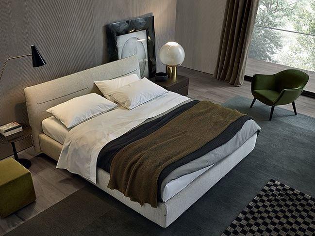 Poliform Двуспальная кровать из ткани с мягким изголовьем sun-id-1456234 - Вид №1