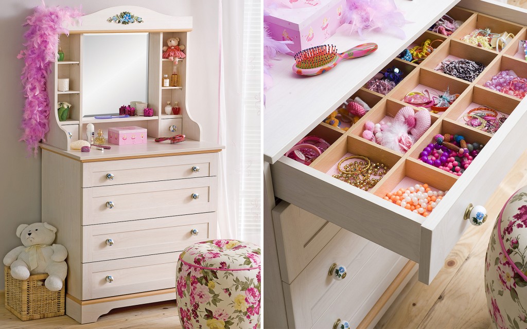 Комод деревянный с 4 ящиками беленый дуб Flora CILEK FLORA 00-3832239 Бежевый Santreyd - Вид №2