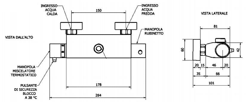 Термостатический смеситель для душа с 2 отверстиями Thermomat Thermo-mix ARCH-00121211 - Вид №2