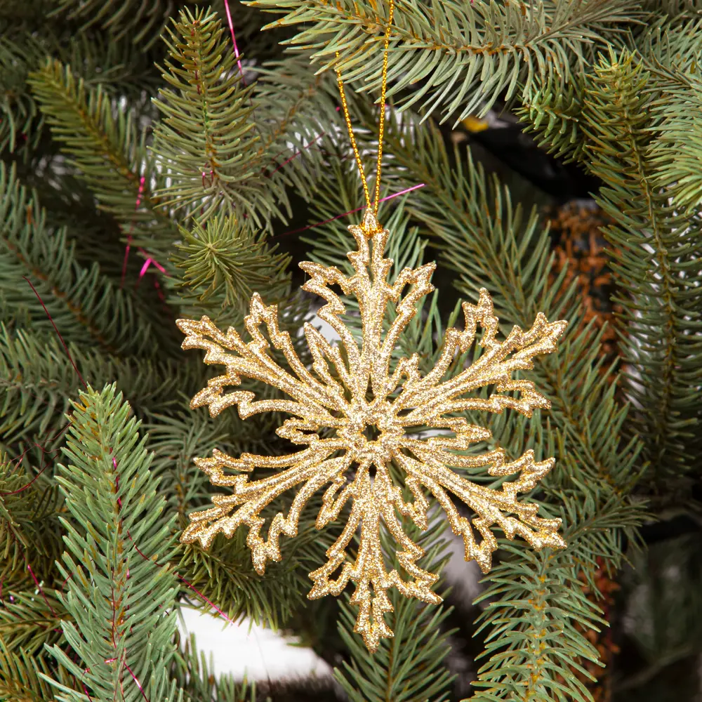 88458676 Новогоднее украшение Снежинка Морозко 12x12 см цвет золото STLM-0964178 Santreyd  - Вид №2
