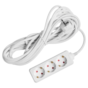 Удлинитель бытовой Skybeam 3x1.5 7 м 3 розетки с заземлением 3680 Вт цвет белый