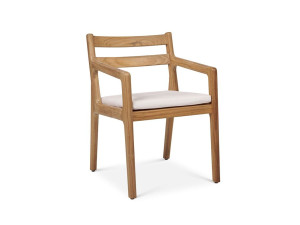 Стул из тикового дерева с подлокотниками и мягким сиденьем