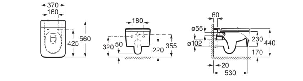Керамический подвесной туалет без бриды Roca Inspira ARCH-00078341 - Вид №2