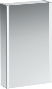 H4083219001451 Зеркальный шкафчик,алюминий, 1 двойная зеркальная дверь, 2 светодиодными осветительными элементами, без розеток, без переключателя , дверца слева LAUFEN PRO