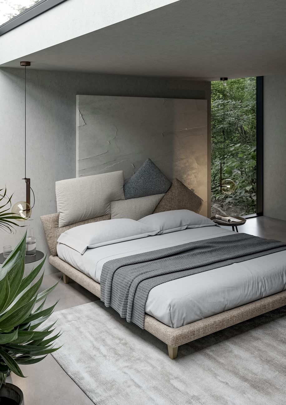 Двуспальная кровать из ткани с мягким изголовьем BONALDO Picabia ARCH-00086295 - Вид №5