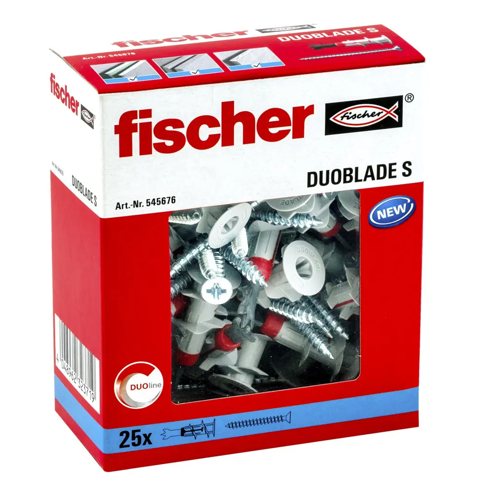 Дюбель для гипсокартона Fischer Duoblade S 15x44 мм, нейлон/сталь, 25 шт STLM-2048247 - Вид №1