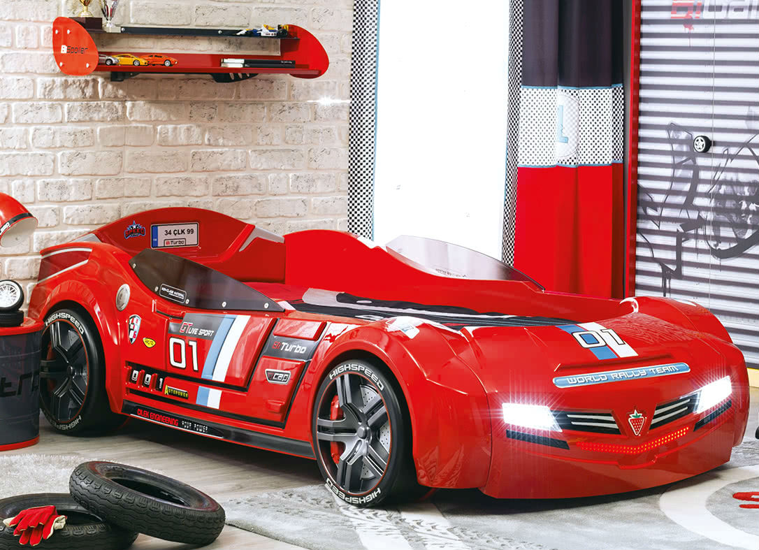 Кровать-машина с подсветкой 90х195 см красная BiTurbo CILEK CHAMPION RACER 00-3832321 Красный Santreyd  - Вид №4