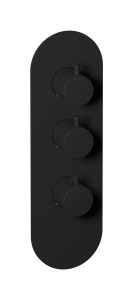 Комплект наружных частей термостата на 2 потребителей - вертикальная овальная панель с ручками Milanotorino WE ARE IB eua212npnmt Matt Black Aqua