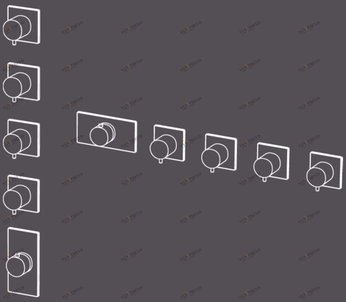 Radomonte Смеситель для душа из нержавеющей стали с 5 отверстиями и переключателем Aico Ter57-a