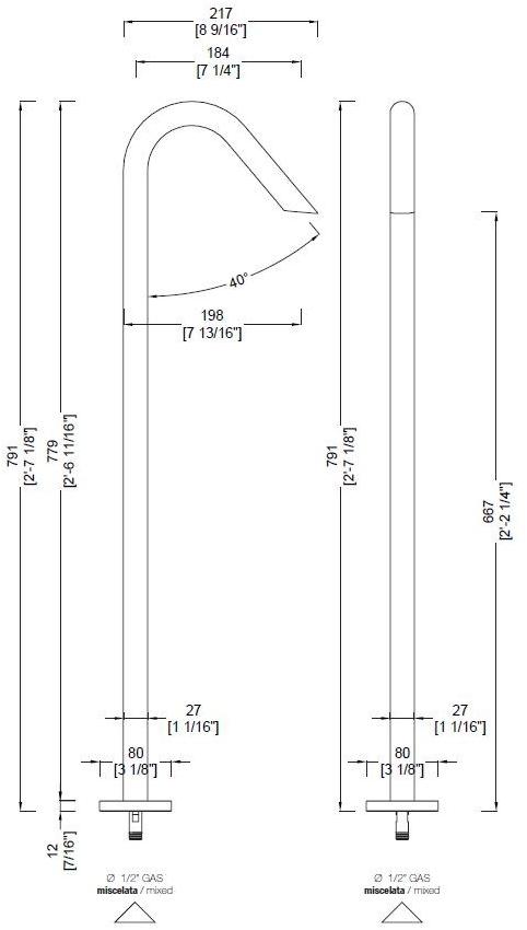 RIFRA Напольный излив из нержавеющей стали Wave 1220121/2 - Вид №1