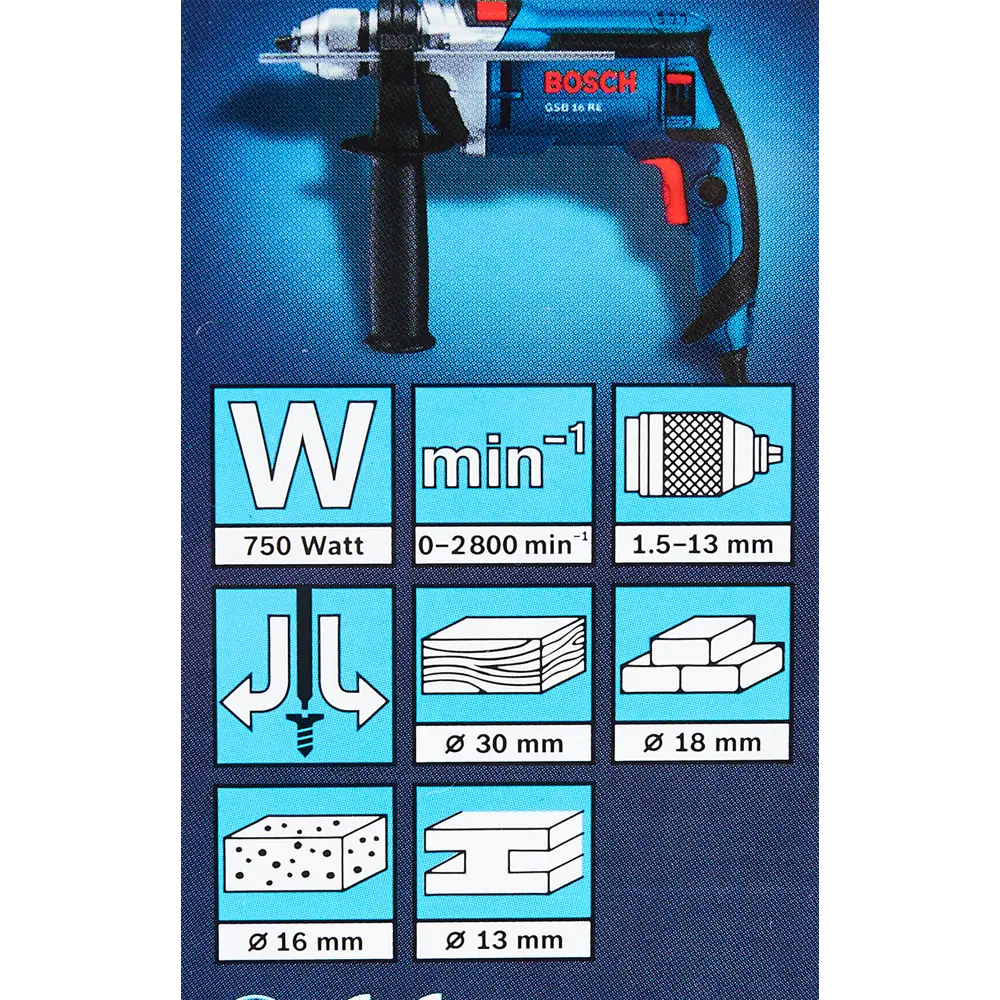 Дрель сетевая ударная Bosch GSB 16 RE 060114E500, 750 Вт 80136757 STLM-2005489 BOSCH PROFESSIONAL  - Вид №11