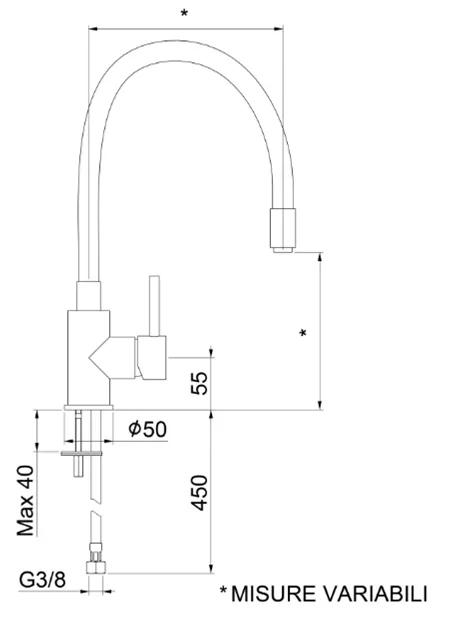 VP920602744 Смеситель для кухни ,хром белый Webert Viper - Вид №1