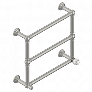 A7B-TWT3H1 Полотенцесушитель Традиционный, 3 перекладины, 625 мм x 575 мм, водяной, с 1 декоративной крестовой рукояткой Thg-paris Ithaque с платиновым декором Матовый никель