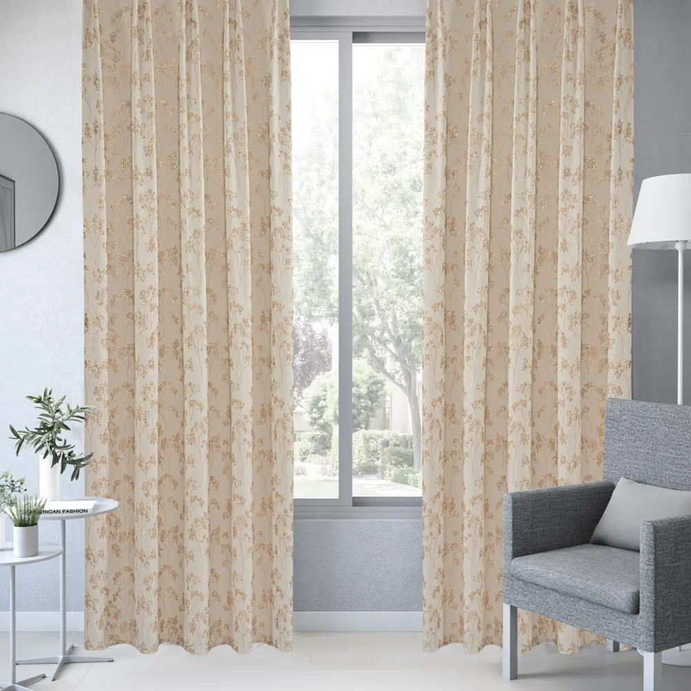 Штора на ленте Inspire Ovis 200x280 см цвет бежево-золотистый 83561970 STLM-2092480  - Вид №4