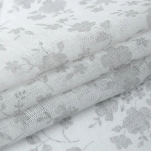 Тюль 1 м/п Цветы лен 280 см цвет белый
