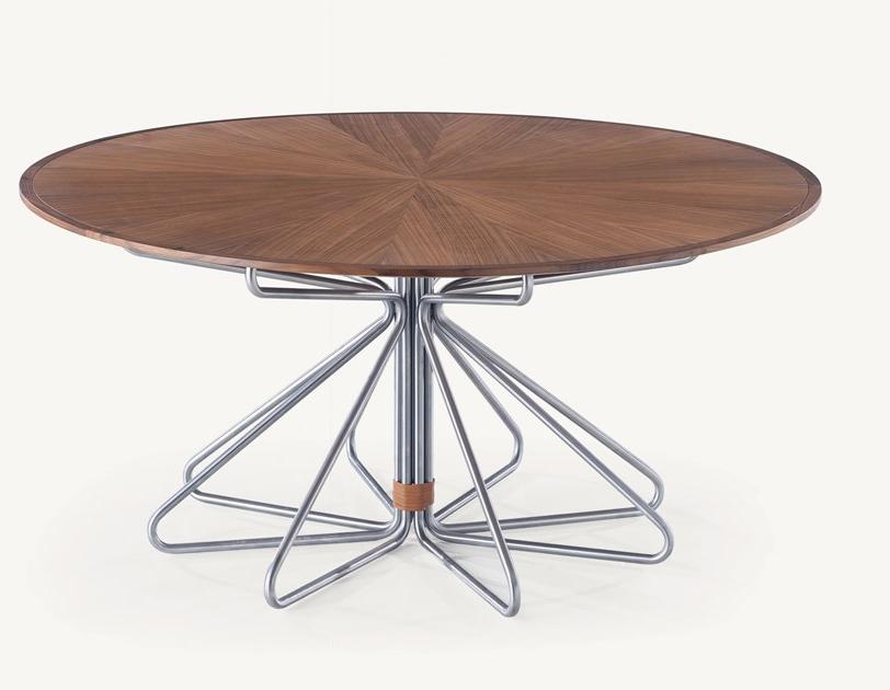BassamFellows Круглый обеденный стол из стали и дерева Geometric Cb-464 - Вид №4