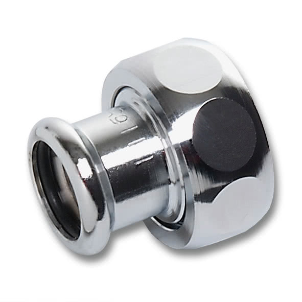 116359G1534 SANHA 16359G пресс-фит., разъемн.соед. плоск.упл.,ВПр-BP,бp.хром 15x3/4 мм  - Вид №1