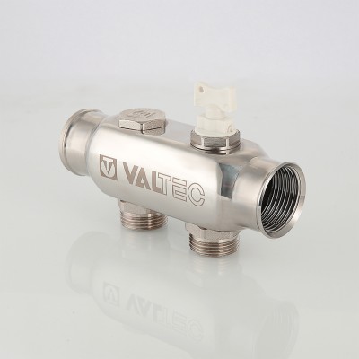 VTc.505.SS.060504 Коллектор из нержавеющей стали с межосевым расстоянием выходов 50 мм Valtec 1", 4 x 3/4", "евроконус"  - Вид №1