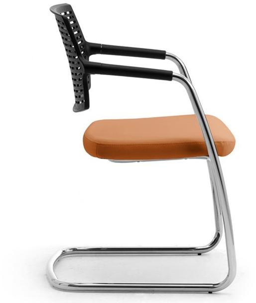 Leyform Консольный стул из хромированной стали, кожи и полипропилена  0570  - Вид №2