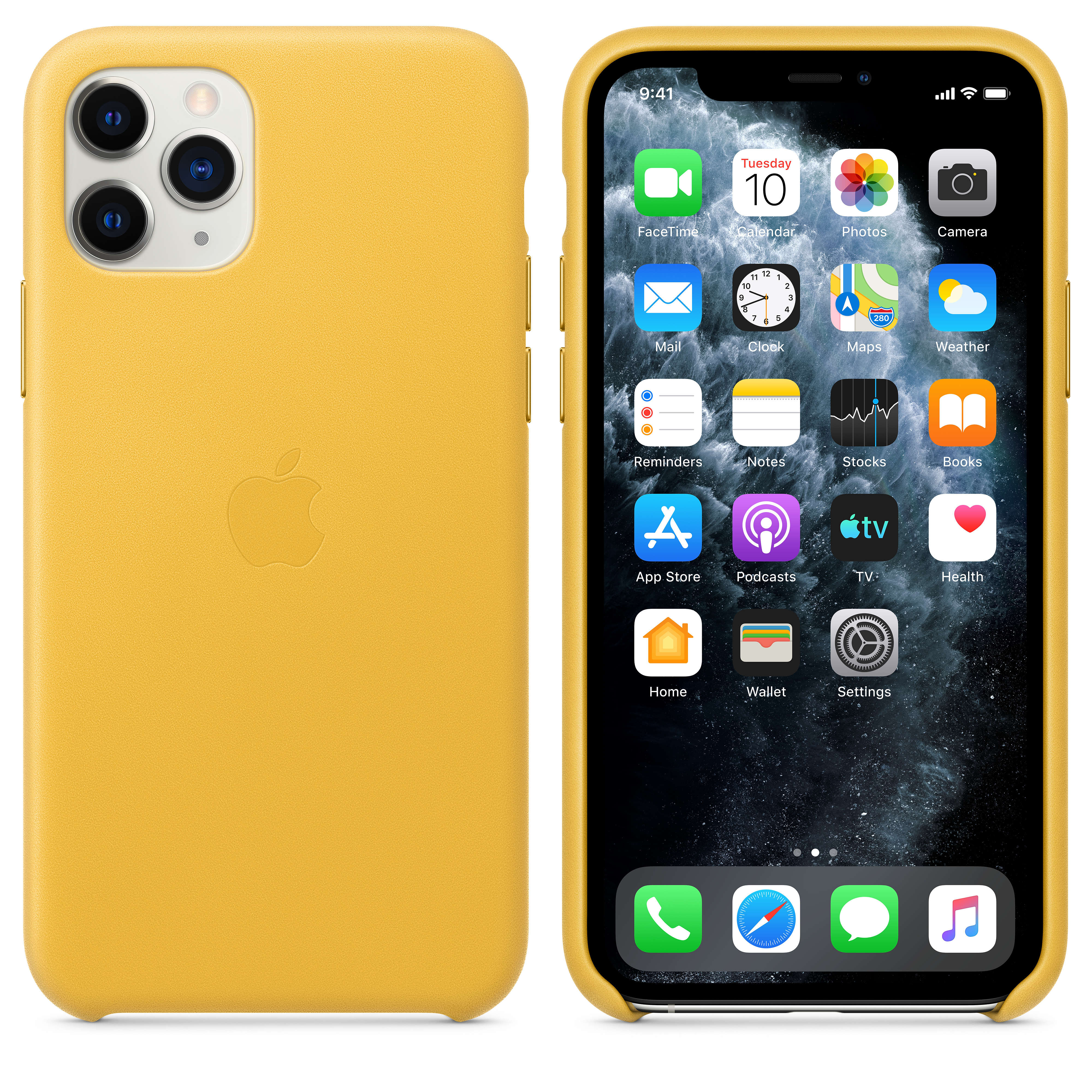 MWYA2ZM/A Iphone 11 pro leather case - meyer lemon Apple Santreyd  - Вид №5