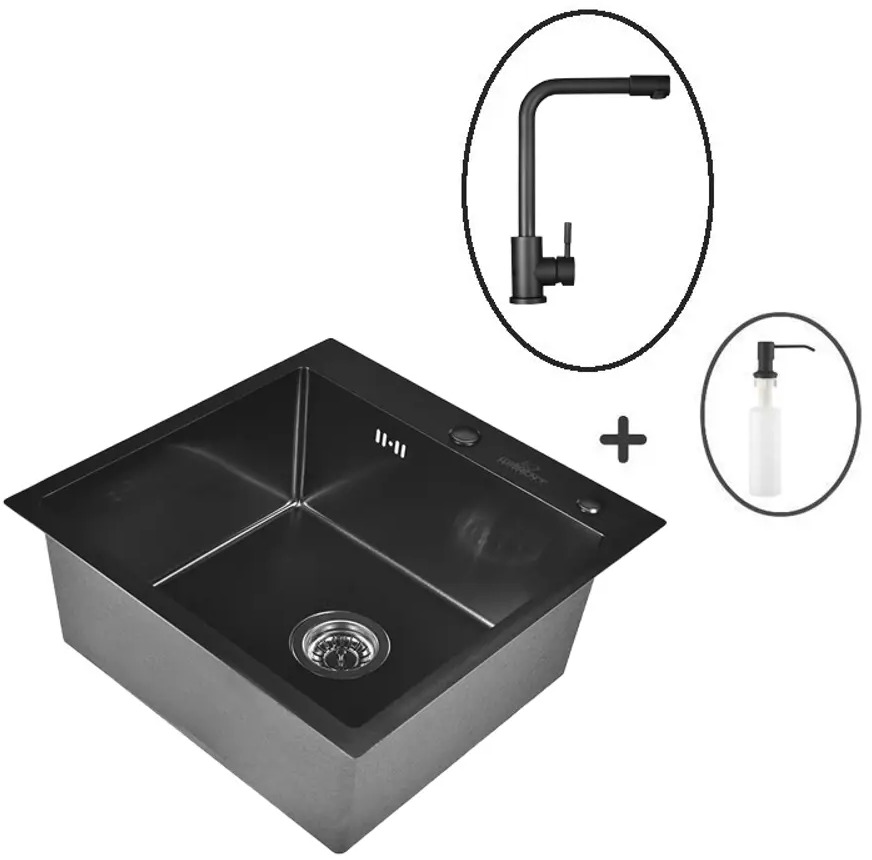 91018556 Врезная мойка Wisent W4998U-7 50x50x20 см нержавеющая сталь цвет графит STLM-0443680