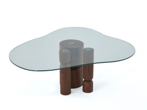 Журнальный столик из дерева и стекла