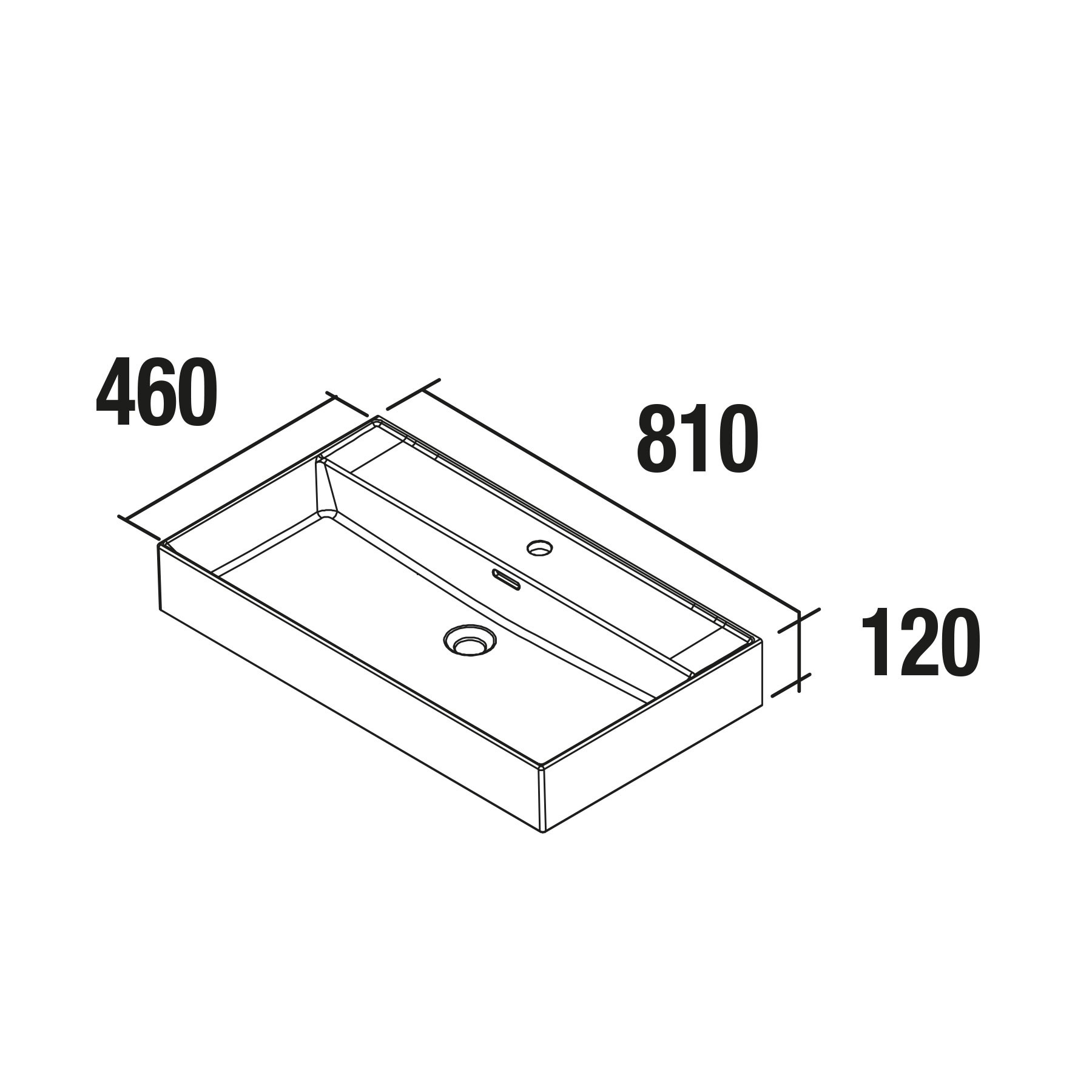 23401 SALGAR Раковина VENETO 810 1 раковина БЕЛЫЙ ФАРФОР 810 x 120 x 460 мм - Вид №3