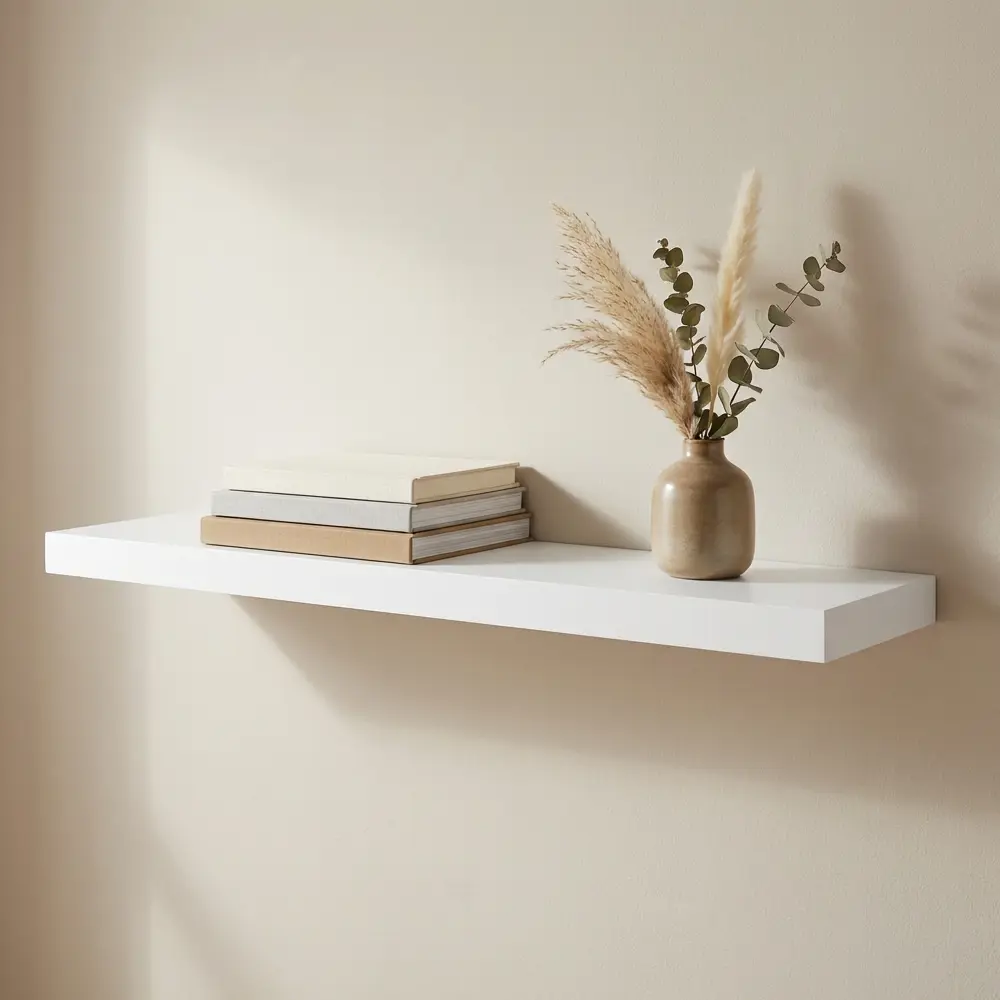 Настенная полка KONSENSA 80x23.5 см со скрытым креплением МДФ цвет белый STLM-2154272