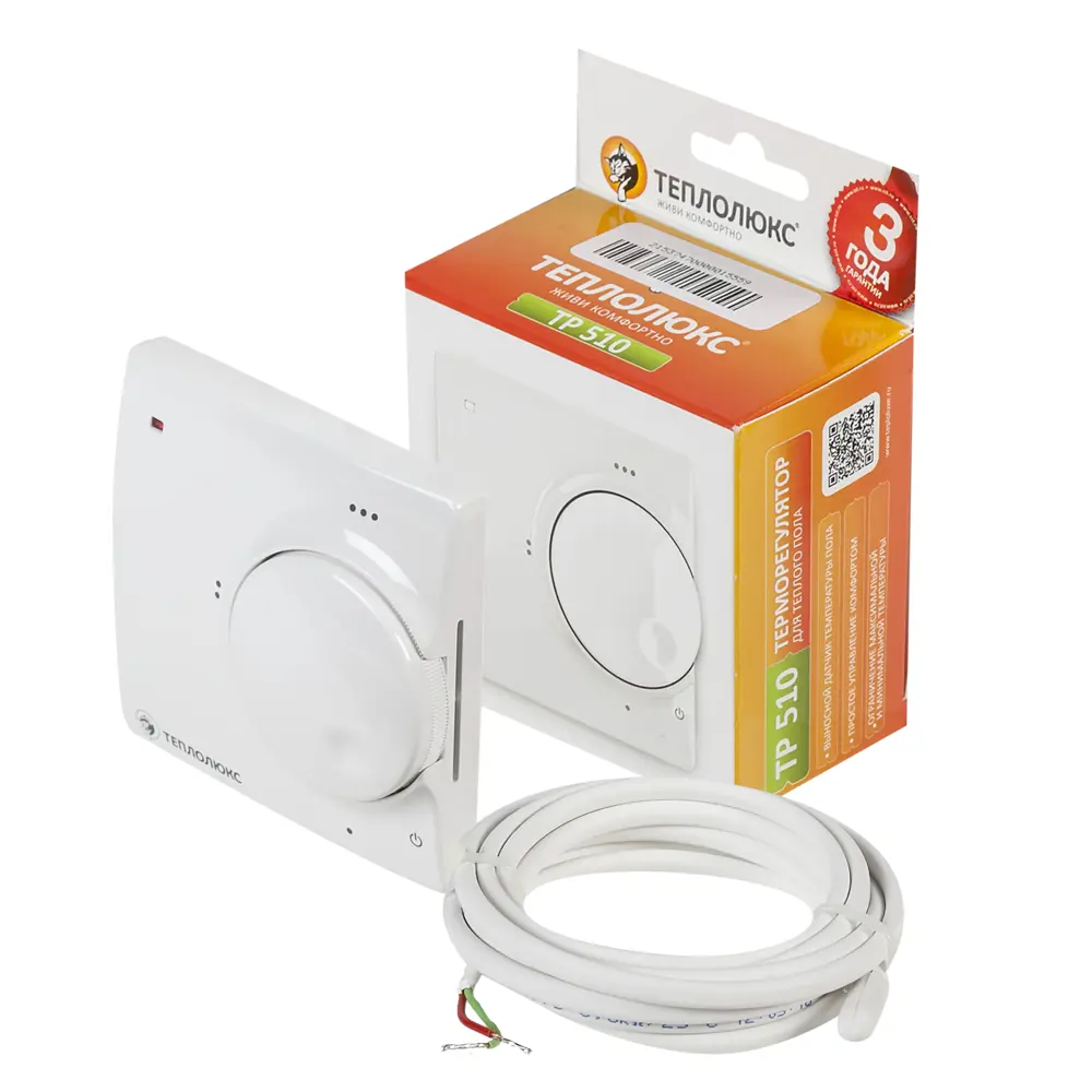 Терморегулятор для теплого пола Теплолюкс ТР 510 механический, 3500 Вт, цвет белый STLM-2125973 - Вид №1