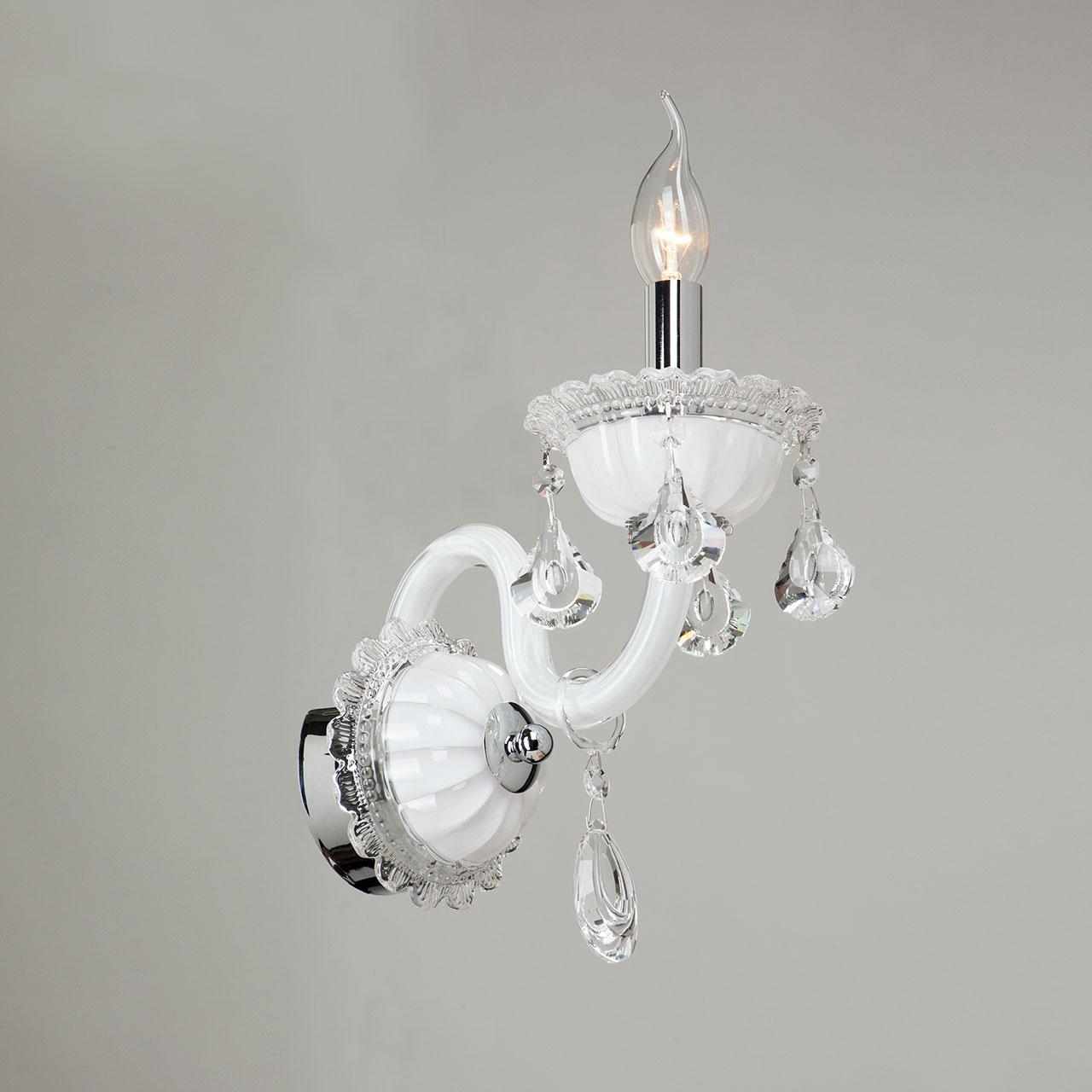 Бра хрустальное белое Vitaluce V2350/1A VITALUCE СВЕЧА 00-3929063 Белый;прозрачный  - Вид №1