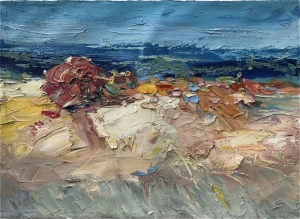 Картина на холсте 90х120 см "Хижина на берегу" EVENHOME КАРТИНЫ МАСЛОМ 129979 Голубой;синий;разноцветный