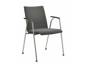 Штабелируемый стул для конференций из ткани с подлокотниками