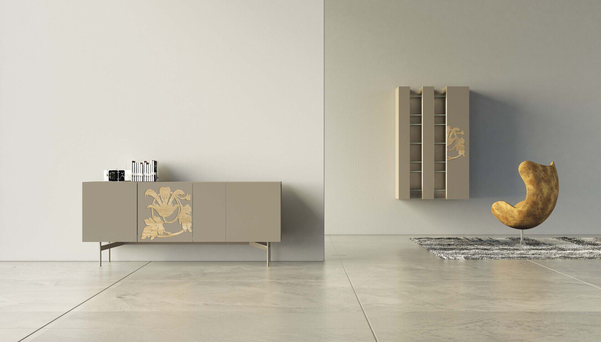 Деревянный шкаф с распашными дверями Voltan барельеф ARCH-00009801 - Вид №11