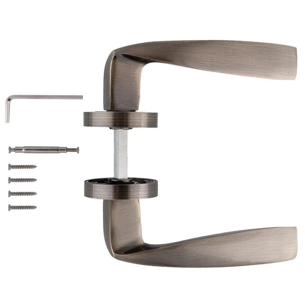 Ручки дверные на розетке Euro AB-045, алюминий, цвет старая бронза STLM-2003027 - Вид №2