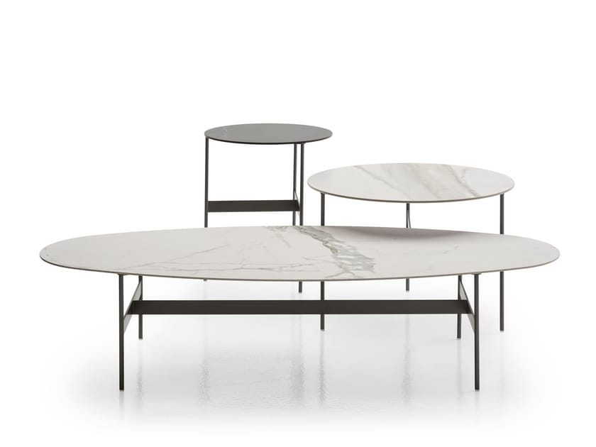 Низкий овальный журнальный столик из керамогранита B&B Italia FORMICHE ARCH-00056048