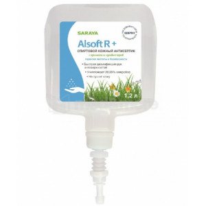 20842 SARAYA СНГ, Россия Alsoft R+ (Алсофт Р плюс) Кожный спиртовой антисептик для дезинфекции рук с отдушкой 1200 мл для дозаторов UD-9000 и UD/MD-1600