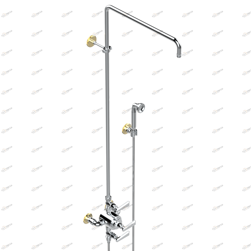 A58-64TRCC Душевой набор открытый настенный термостатический без верхней лейки Thg-paris Tradition с рукоятками Хром/золото A58 64TRCC CAT.A