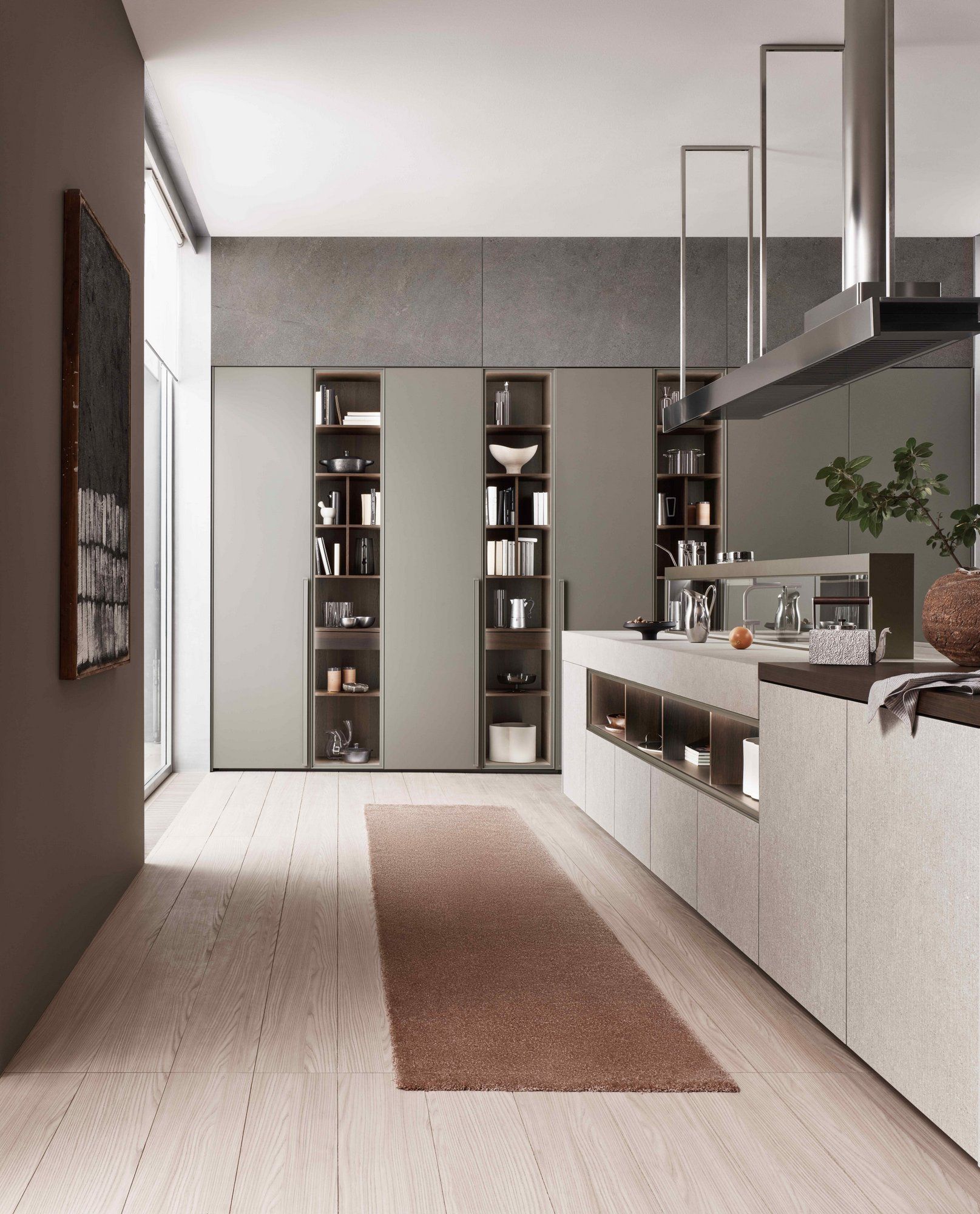 Кухня без ручек на заказ с полуостровом ERNESTOMEDA знак ARCH-00134842 - Вид №7