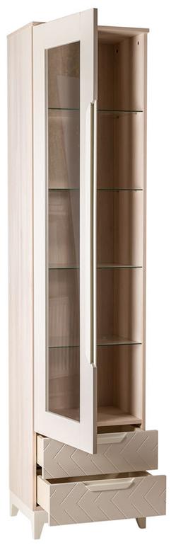 2512 Шкаф витрина Сканди Жемчужно-белый R-HOME 4009260H_Жемчуг - Вид №1