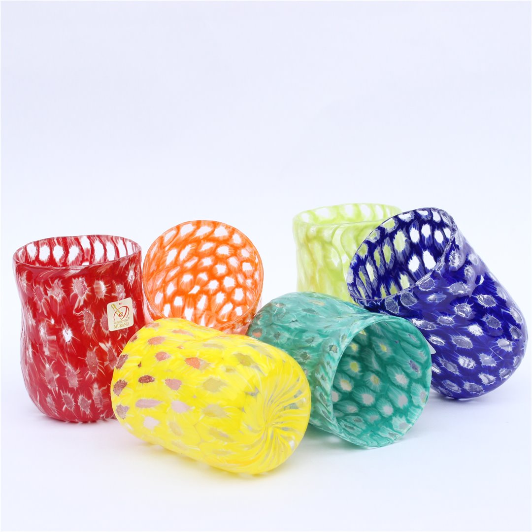 2062 ORIGINALMURANOGLASS Набор из 6 стаканов + кувшин Gaia - муранское стекло 8 см  - Вид №1