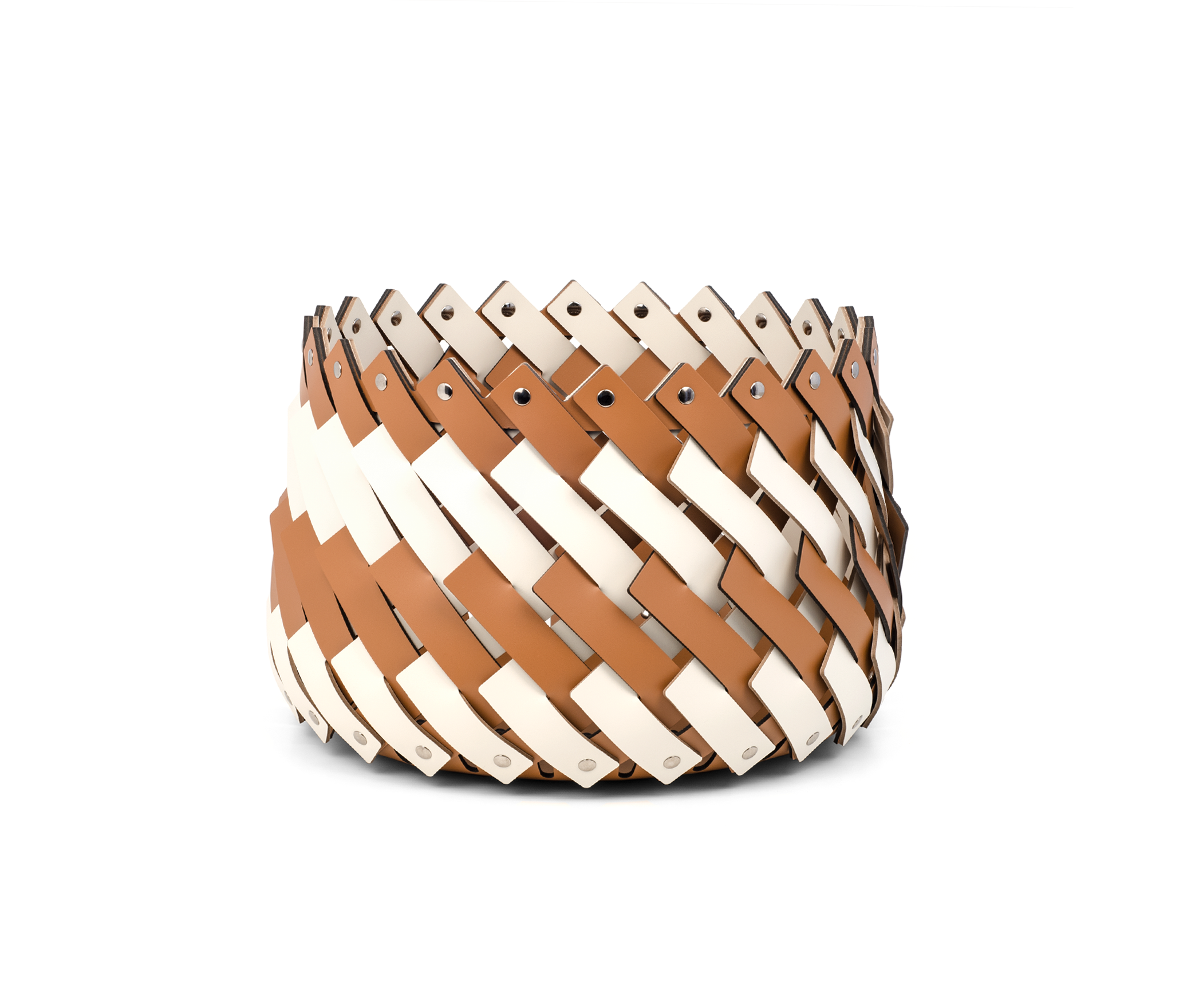 Корзина Almeria Bicolour - Ø 40XH27 см / регенерированная кожа_coffee Pinetti 00.1143.082.048-015