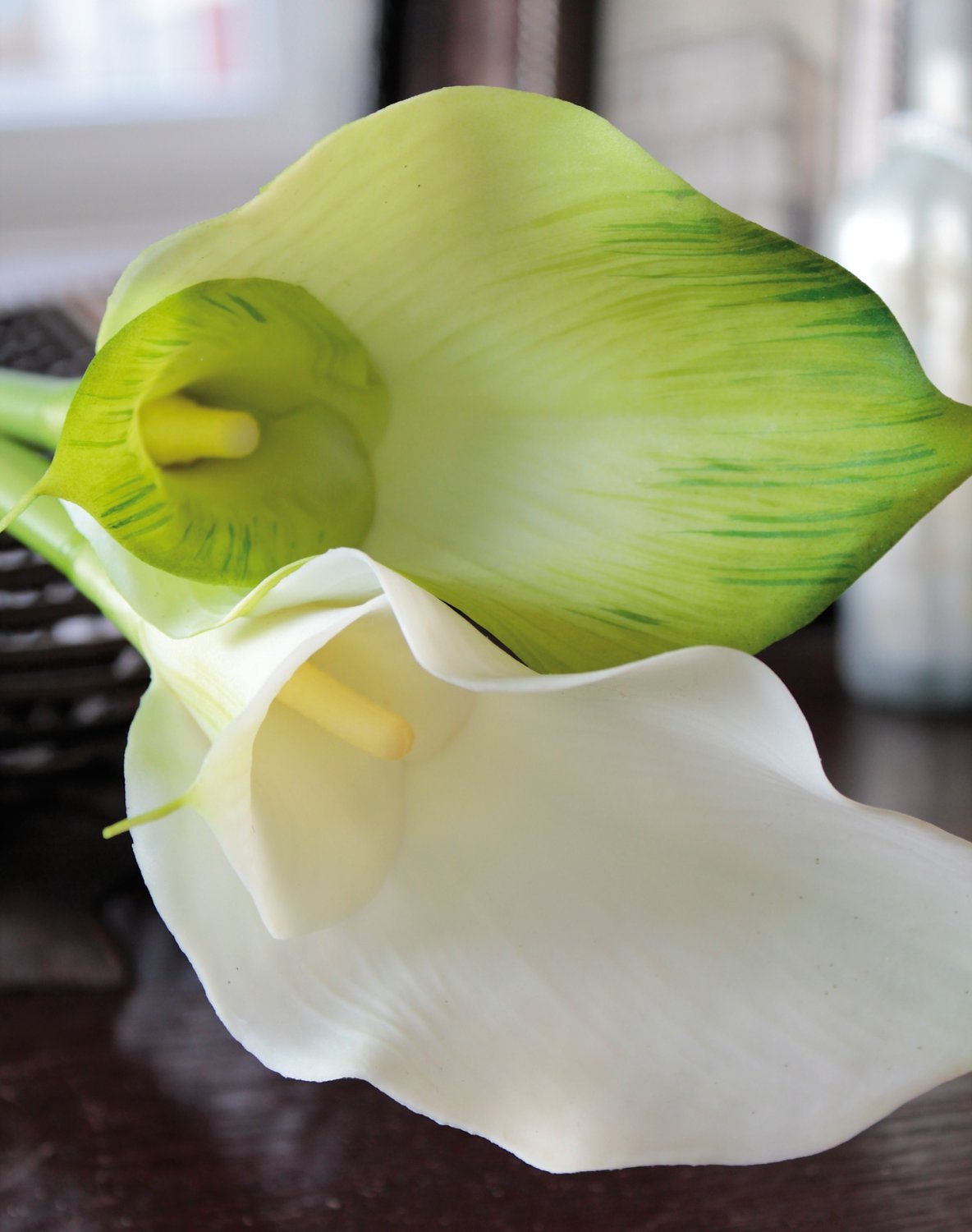 3807 807 a2 Искусственная зантедеския 'double', 77 см, real touch, зелено-белый H-andreas  - Вид №3